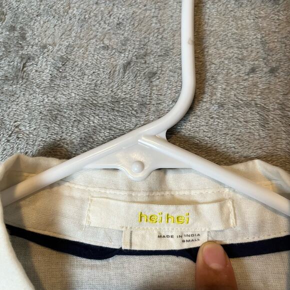 Hei Hei Anthropologie Perpignan Sz Small 100% Cotton Striped Button Front Blouse - Picture 6 of 6